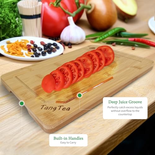 3-in-1 Bamboo Wood & Stainless Steel Cutting Board Set – Multipurpose Cutting Boards with Juice Groove for Kitchen Prep, Serving, and Chopping – Duable, Knife Friendly, Stylish Kitchen Accessories