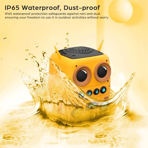 Cartoon Mini Bluetooth Speaker, Small Bluetooth 5.0 Speaker IP65 Wireless Bluetooth Mini Speaker Cute Robot Portable Wireless Speaker Miniature Wireless Robot Speaker for Home Camping Beach Outdoor