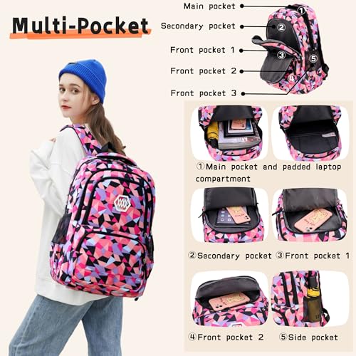 Geometric Print Girls Boys Backpacks for Kids Primary School Bags
