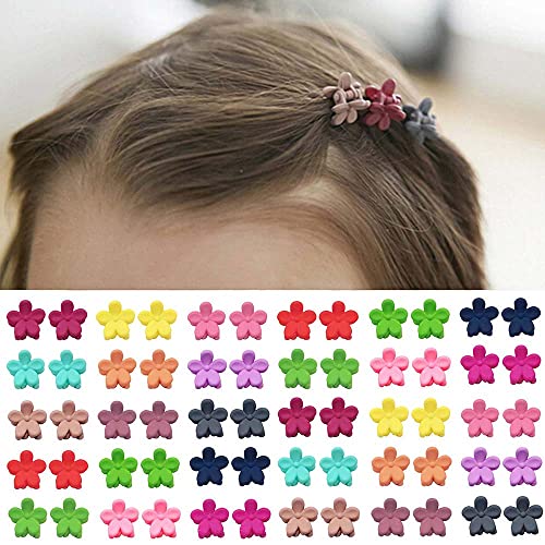 KASTWAVE 60Pcs Baby Girl Mini Hair Claw Clips Flower Hair Bangs Pin Baby Girl Hair Accessories Clips Color Clip