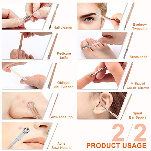 ORiTi Manicure Set Nail Clippers Pedicure Kit, Professional Rose Gold Stainless Steel Personal Grooming Kit, 18 in 1 Nail Care Tools with Luxurious Leather Travel Case (ROSE 18 PC SET)