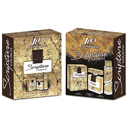 Jean Paul Dupont (JPD) Scripture Goldust - 2 Pieces Promo Pack for Men - Eau de Toilette 100ml + Body Spray 200ml - Gift for Him - Perfume Gift Set - Oriental, Floral and Woody notes