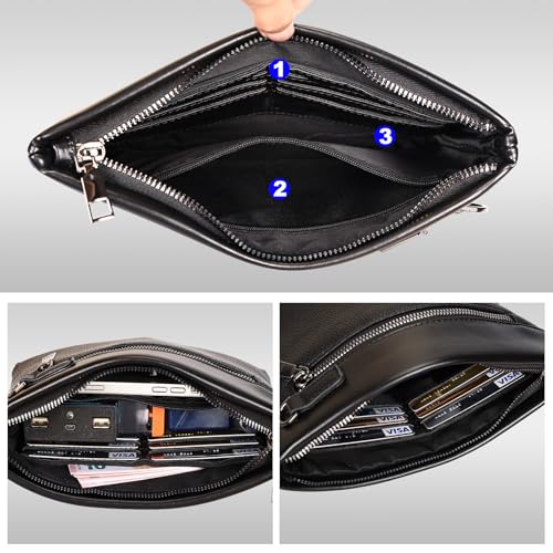 Eshow Mens Wristlet Bag Clutch Purse Synthetic Leather Bags with Wrist Strap Zip Closure 7.9 Inch