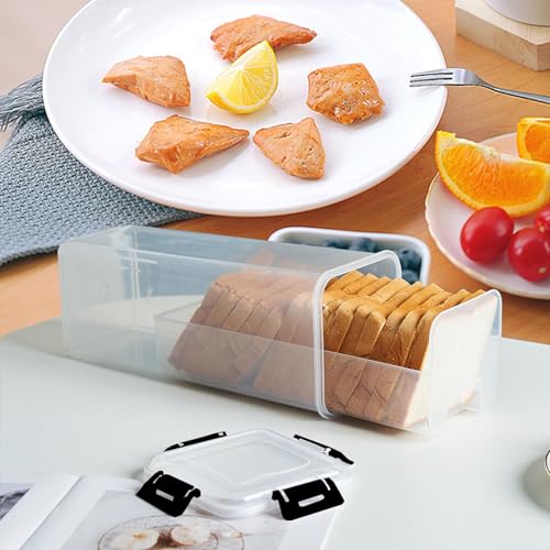 Tazweeq Bread Storage Container with drawer Tray, Plastic Bread Box, Bread Container with Airtight Lid, Loaf Bread Keeper, Bread Holder for Homemade Bread, BPA Free