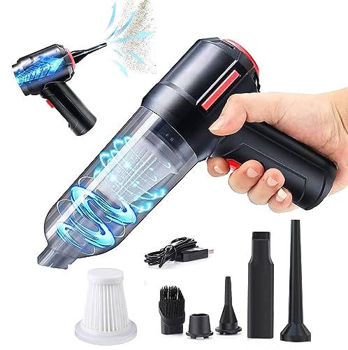 NOSKIN (Upgraded) Compressed Air Duster & Mini Vacuum Keyboard Cleaner 3-in-1, New Generation Canned Air Spray, Portable Electric Air Can, Cordless Blower Computer Cleaning Kit