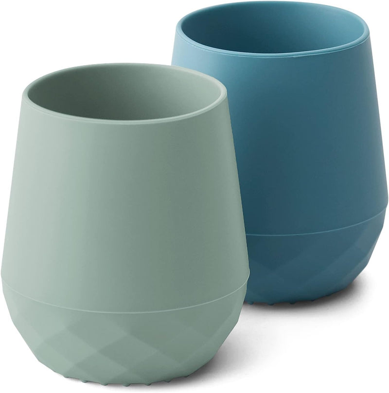 SAMiGO Silicone Baby Cups Tiny Cups for 6-12 Month Infants - Baby Led Weaning Cups for Training - Open Cup Set - 2 Pack