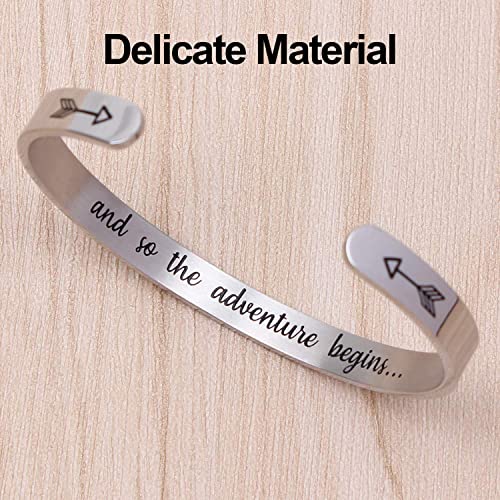KASTWAVE Bracelets for Women, C-Shape Cuff Bracelets Adjustable Minimalist Bangles for Women Girls Motivational Birthday Cuff Friendship Bangle