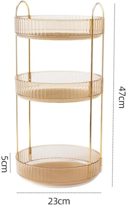 BIOPLJ 360° Rotating Makeup Organizer, High-Capacity Skincare Clear Make Up Storage, Perfect Makeup Organizer On The Dresser, Cosmetics Storage Box Vanity Shelf Countertop (2 Tiers, yellow)