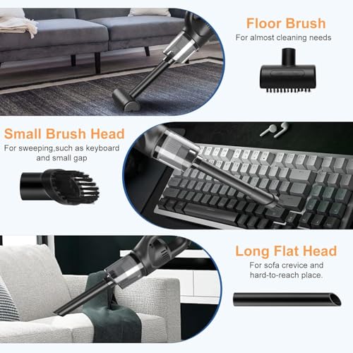 Handheld Vacuum Cordless Car Vacuum, Car Hand Held Vacuum Cleaner,Strong Suction Portable with 3 Suction Heads