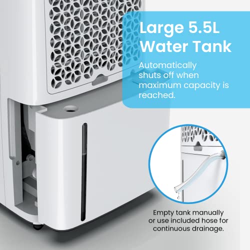 Pro Breeze 20L/Day Dehumidifier - Compressor Dehumidifier, Continuous Drainage, 24h Timer & Auto Defrost, Mould Remover & Moisture Absorber for Home & Bathroom, White