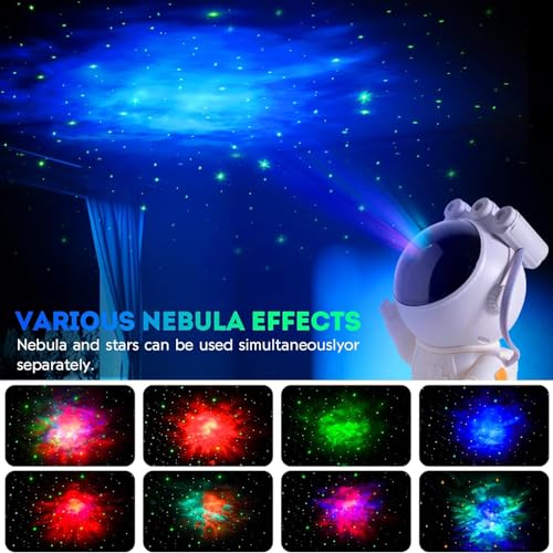 SZPACMATE Astronaut Galaxy Star Projector Starry Night Light Projector with Nebula,Timer and Remote Control, Bedroom and Ceiling, Gifts for Children and Adults, Acrylonitrile Butadiene Styrene, White