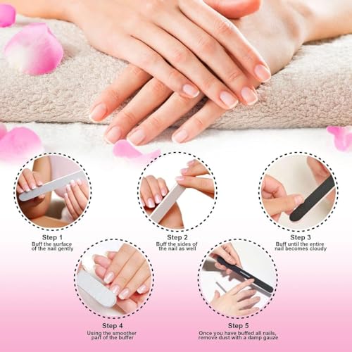 Kaiderine Nail File and Buffer, Professional Manicure Tools Kit.Natural Manicure Pedicure Kit Polisher Washable Buffering/Sanding Nails Filer Buffing, Nails Polish Smooth Polishing Set