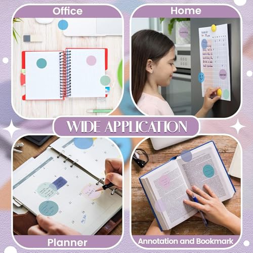 AJIODA Transparent Sticky Notes, 400Pcs Morandi Cute Round Clear Sticky Tabs, Translucent Book Markers Colorful Page Flags Stickers, Bible Journaling Accessories Aesthetic Office School Supplies