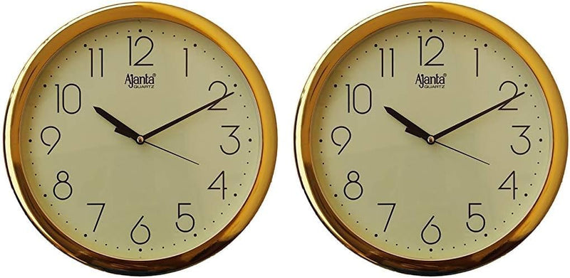 Ajanta Plastic Abstract Quartz Analog Wall Clock - Model No.957 (260Mm X 260Mm X 33Mm, Ivory) - 26 cm x 26 cm x 3.3 cm (Pack of 2)
