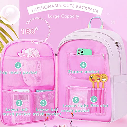 Kids Backpack Little Girls Cute Personalized Book Bags for Elementary School Lightweight Resistant Big Travel Daypack with Free Unicorn Keychain