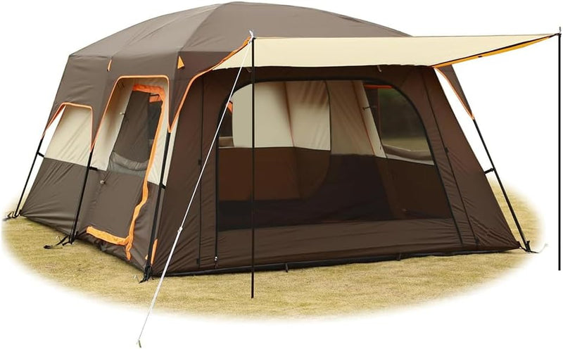 Tobys New double layer outdoor camping tent A bedrooms and A living room family cabin - M Brown