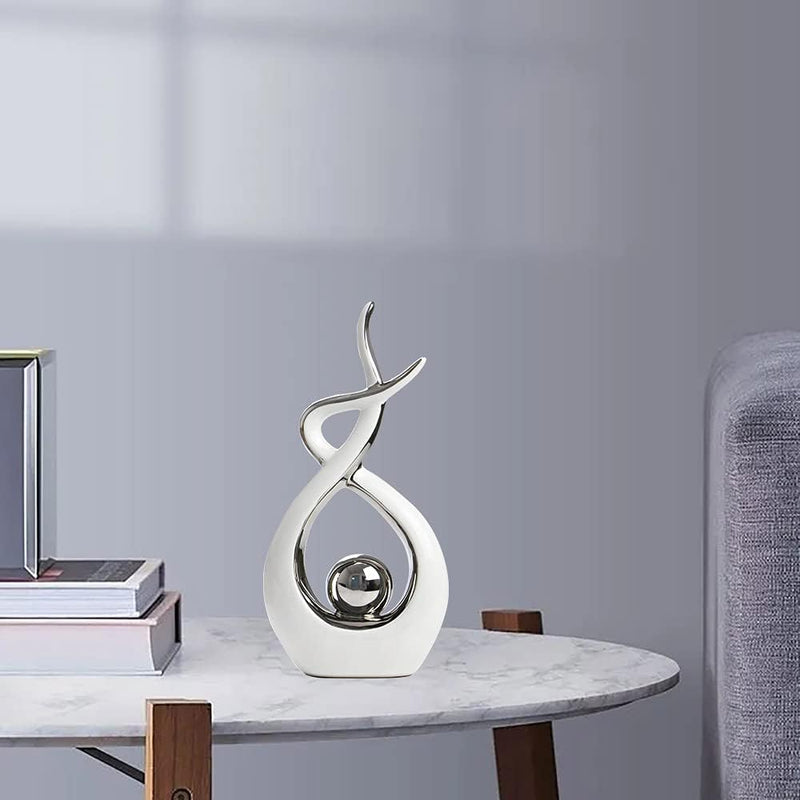 Norrclp Home Decor Modern Abstract Art Ceramic Statue Table Decorations for Dining Room Living Room Office Centerpiece, Green and Gold