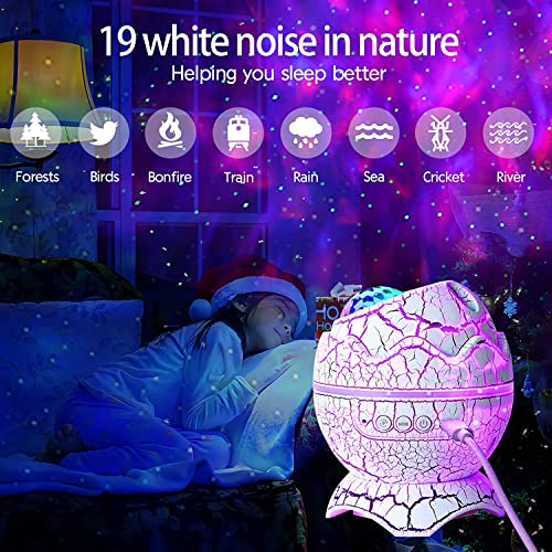 Dinosaur Egg Galaxy Star LED Projector Light with Wireless Music Player, Night Light with White Noise, Nebula, Timer & Remote Control Best Gift & Decoration for Children's and Adults' Bedroom