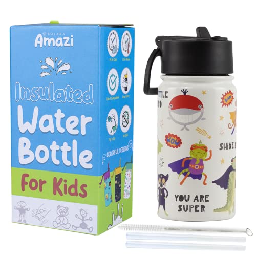 SOLARA Water Bottle for Kids 450ml, Kids Water Bottle, Sipper Bottle for Kids, Thermosteel Kids Bottle, Stainless Steel Water Bottle for Kids, Straw Bottle for Kids, Fruit
