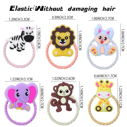 REMEL 60PCS Jungle Safari Animal Hair Ties for Women Girls, Elastic Ponytail Holder Hair Accessories (60pcs)