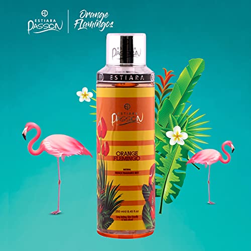 Estiara Passion Orange Flamingo Bath & Body 3 Piece Gift Set for Unisex - Orange Flamingo Body Lotion 350ML - Orange Flamingo Shower Gel 350ML - Orange Flamingo French Fragrance Mist 250ML - Giftset