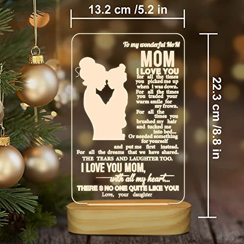 Mom Gifts from Daughter,3D Night Light I Love You Mommy LED Illusion Table Lamp for Women Mother's Day Birthday Present