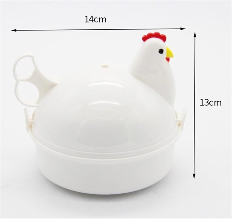 THE WHITE SHOP Chicken Shape Microwave Egg Cooker 4 Eggs Capacity Boiler Steamer Poacher for Omelet & Soft, Medium, Hard-Boiled Egg