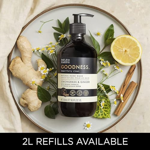 Baylis & Harding Goodness Lemongrass & Ginger Hand Wash, 500ml (Pack of 1) | Natural Formula with Organic Extracts and Essential Oils | Luxurious and Refreshing | Paraben Free | Vegan