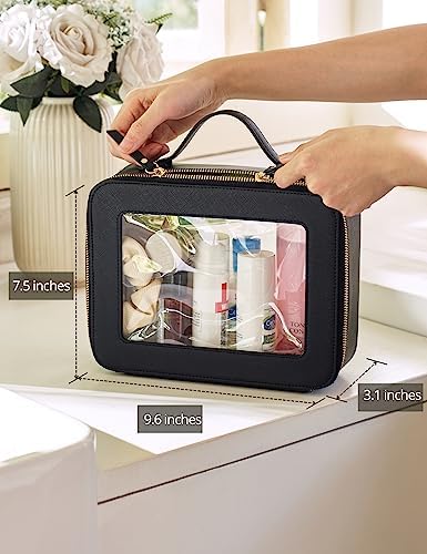 Small Cosmetic Bag for Purse Mini Makeup Bag for School Cute Clear Make Up Pouch for Travel Tiny Leather White Make Up Organizer Case for Backpack Toiletry Bag Waterproof Square Pouch with Zipper