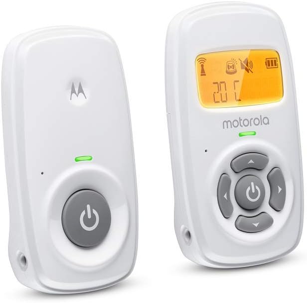 Motorola Nursery AM24 / MBP24 Audio Baby Monitor with Room Temperature Display, High Sensitivity Microphone and Two-Way Talk, White