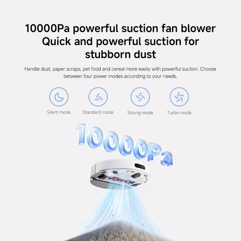 Xiaomi Robot Vacuum H40, 10000Pa powerful suction, LDS Navigation, Smart Mapping, Anti-tangle brush, Auto Dust Emptying, 180min Runtime, Works with Xiaomi Home App, Voice Control