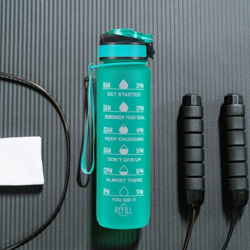 STOREAL Original Tritan Motivational Water Bottle with Straw, Leak-proof, BPA Free, 1L Water bottle with Time Marker, Reusable Drinking Water Bottle for kids Adults - Ideal For Sports, Travel, Gym