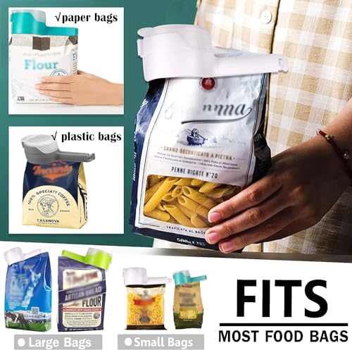 SWIUKPHE Bag Clips for Food, Food Storage Sealing Clips with Pour Spouts, Kitchen Chip Bag Clips, Plastic Cap Sealer Clips, Great for Kitchen Food Storage and Organization