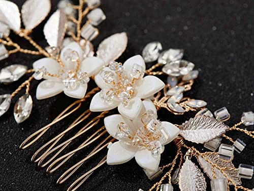 NALACAL Wedding Hair Comb Clip Bridal Crystal Wedding Hair Accessories for Brides and Bridesmaid - Gold