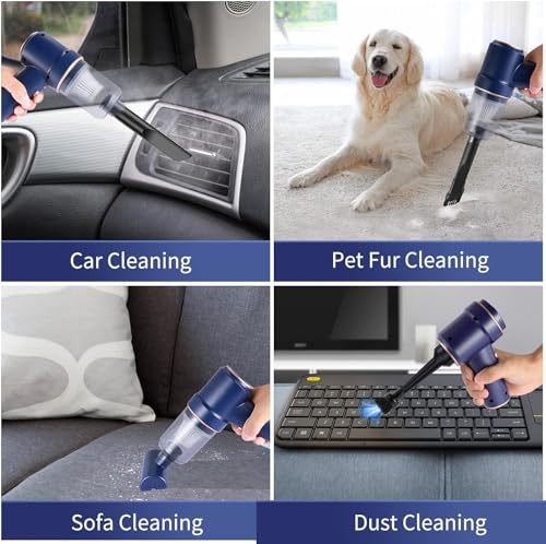 VorsiPro Handheld Vacuum Cordless, 8000Pa Car Vacuum Cleaner with LED Light, USB Rechargeable Portable Mini Vacuum with Suck and Blow for Car, Computer, Sewing Machine (A)