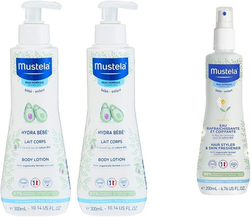 Moisturizing Body Lotion 300ml Pack of 2, White & Hair Styler & Skin Freshener for Baby, 200 ml - + Hair Styler & Skin Freshener