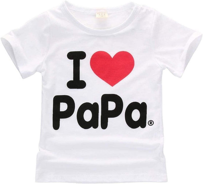 GQCQGS Kid Clothes Set 2pcs Summer I Love Papa Mama T Shirt Top+Short Pants Outfit Clothes Set for Baby Girl Boy