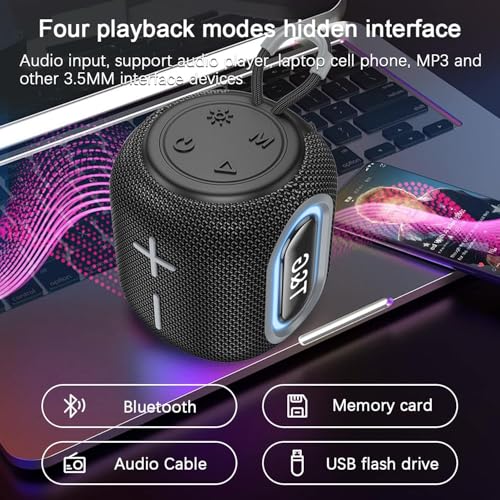 Portable Bluetooth 5.0 Speaker, Dual Pairing Wireless Mini Subwoofer with Multi-LED Light Modes, TWS, FM/TF Card/U Disk – 360° HD Surround Sound, 24H Playtime – Ideal for Travel, Camping, Party