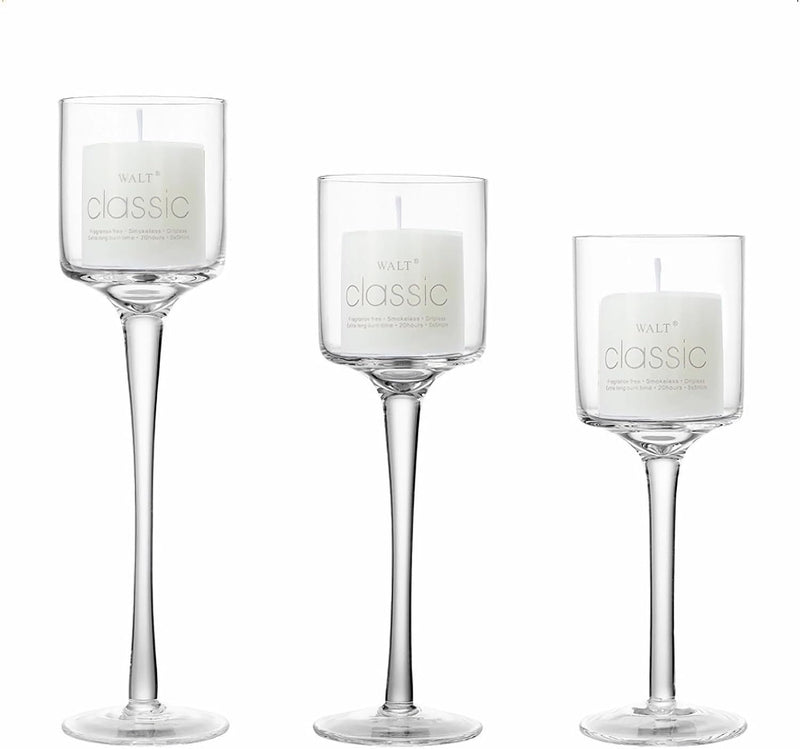 Uniface 3Pcs Elegant Tall Glass Candle Holders,Clear Candlestick Holders,Candle Sticks Holder Decor Candle Stand for Dining,Wedding,Party,Home,Valentines Day