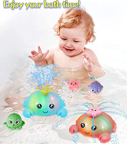 SYOSI Bath Toys for Toddlers, Spray Water Baby Bath Toy, Light Up Sprinkler Bathtub Toys, Swimming Pool Bathroom Shower Water Toy for Infant Kids Boys Girls Age 3 4 5 6 Years Old Crab Red