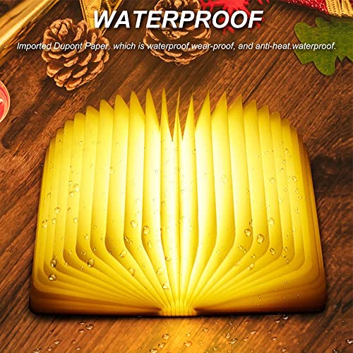 YHRY Wooden Book Light, Novelty Folding Book Lamp, 5 Colors LED Night Light, Portable USB Rechargeable Desk Light, Magnetic Design Creative Gift for Children, Parents, Friends (21 x 17 x 2.5cm)