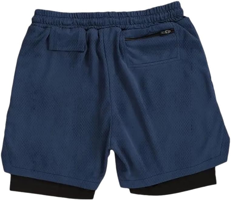 VITION Gym Shorts for Men, Men's Activewear Running Shorts,Drawstring Gym Shorts Men, 2 Layer Loose Athletic Shorts with 4 Pockets