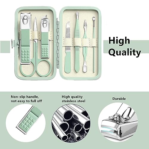 ACHKO Manicure Set Nail Clippers Pedicure Kit, 7 Pieces Stainless Steel Manicure Kit, Toe Finger Nail Clippers Personal Care Tools for Home, Workplace, Outdoor Travel, Gift Giving, Beauty Salon