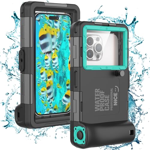Nisso Waterproof Underwater Snorkeling Diving Phone Case for iPhone 16/15/14/13/12/11 Pro Max Mini Xr/X/Xs and Galaxy S24/S23/S22/S21 Ultra Plus Professional [15m/50ft] Photo Video Cover Teal