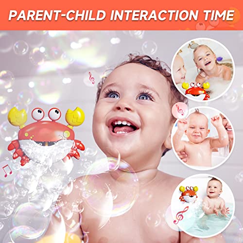 GLZOOO Crab Bath Toys: Bath Toys for Toddlers, Blow Bubbles and Plays 12 Children’s Songs, Sing-Along Bath Bubble Maker for Baby (Red)
