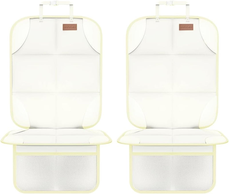 Smart elf Car Seat Protector, 2Pack Seat Protector Protects Child Seats with Thickest Padding and Non-Slip Backing Mesh Pockets for Baby and Pet, Black