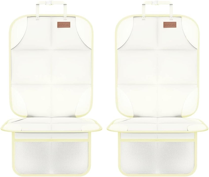 Smart elf Car Seat Protector, 2Pack Seat Protector Protects Child Seats with Thickest Padding and Non-Slip Backing Mesh Pockets for Baby and Pet, Black