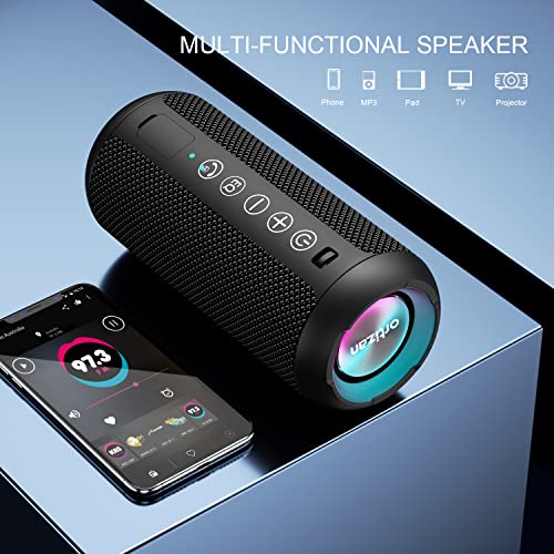Ortizan Portable Bluetooth Speakers, IPX7 Waterproof Wireless Speaker with 24W Loud Stereo Sound, Outdoor Speaker with Bluetooth 5.3, Deep Bass, RGB Lights, Dual Pairing, 30H Playtime for Home, Party
