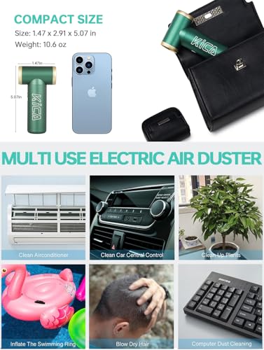 KiCA JETFAN 2.0 Electric Air Duster Fan Multipurpose Fan for Computer Keyboard Electronics Cleaning, Outdoor Hiking, Air Cushion Inflation, BBQ, 101000 RPM and Aluminum Material