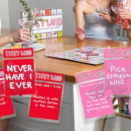 LUYAO 2024 Tipsyland Drinking Board Game for Adults, Interactive Girls Night Drinking Games, Funny Bachelorette Party Games, 2-8 Players